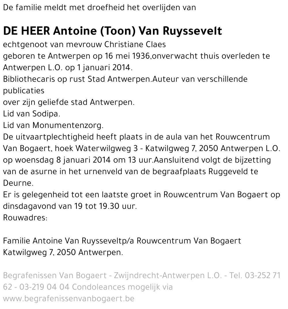 Antoine (Toon) Van Ruyssevelt