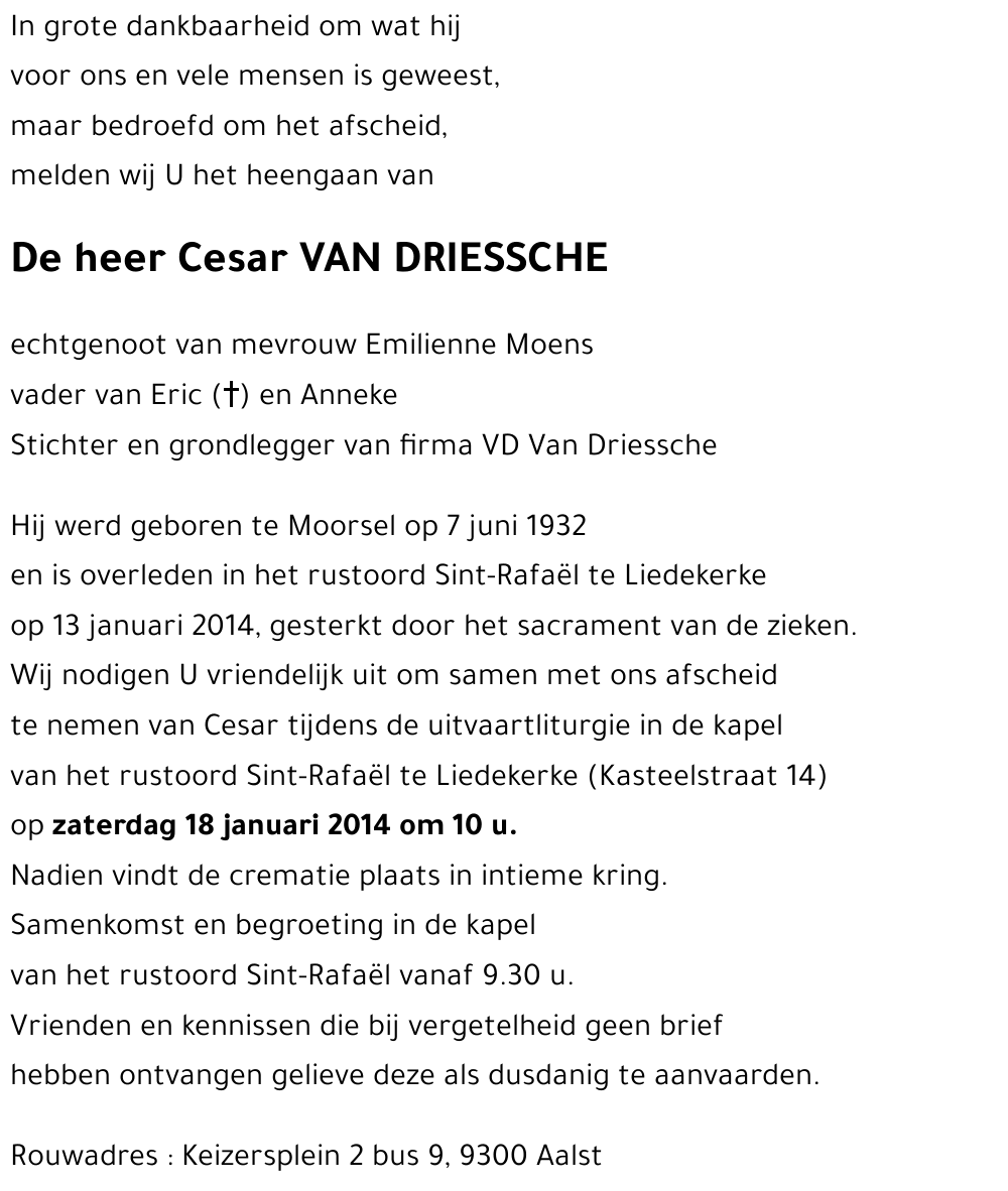 Cesar VAN DRIESSCHE