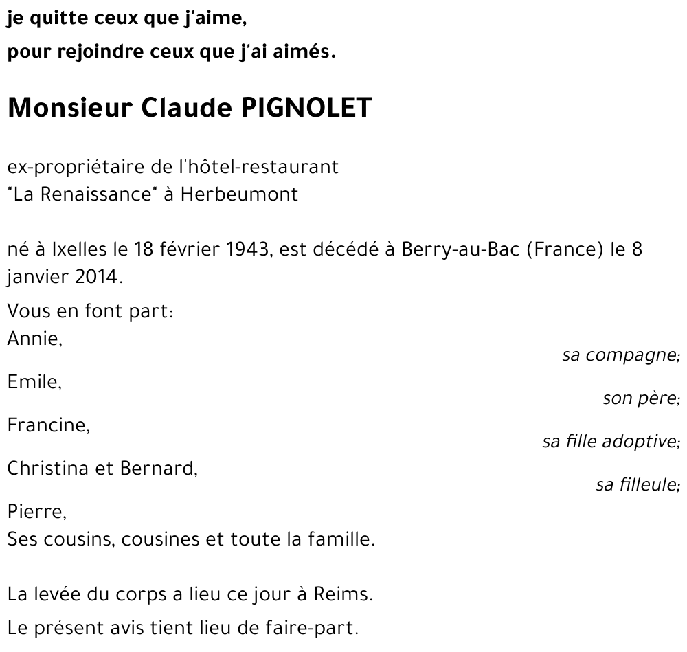 Claude PIGNOLET