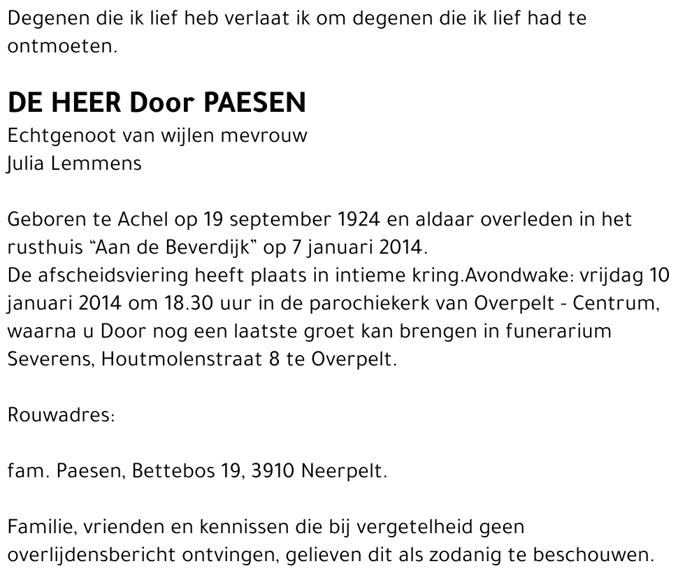 Door Paesen