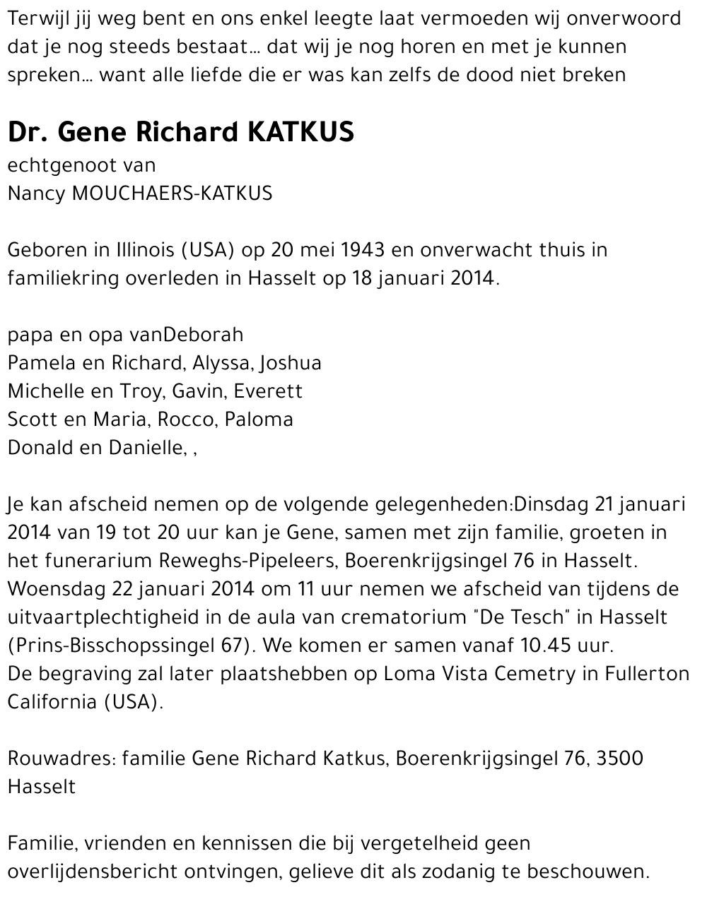 Dr. Gene Richard Katkus