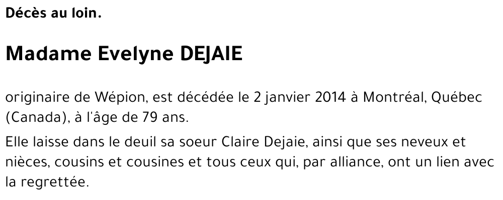 Evelyne DEJAIE