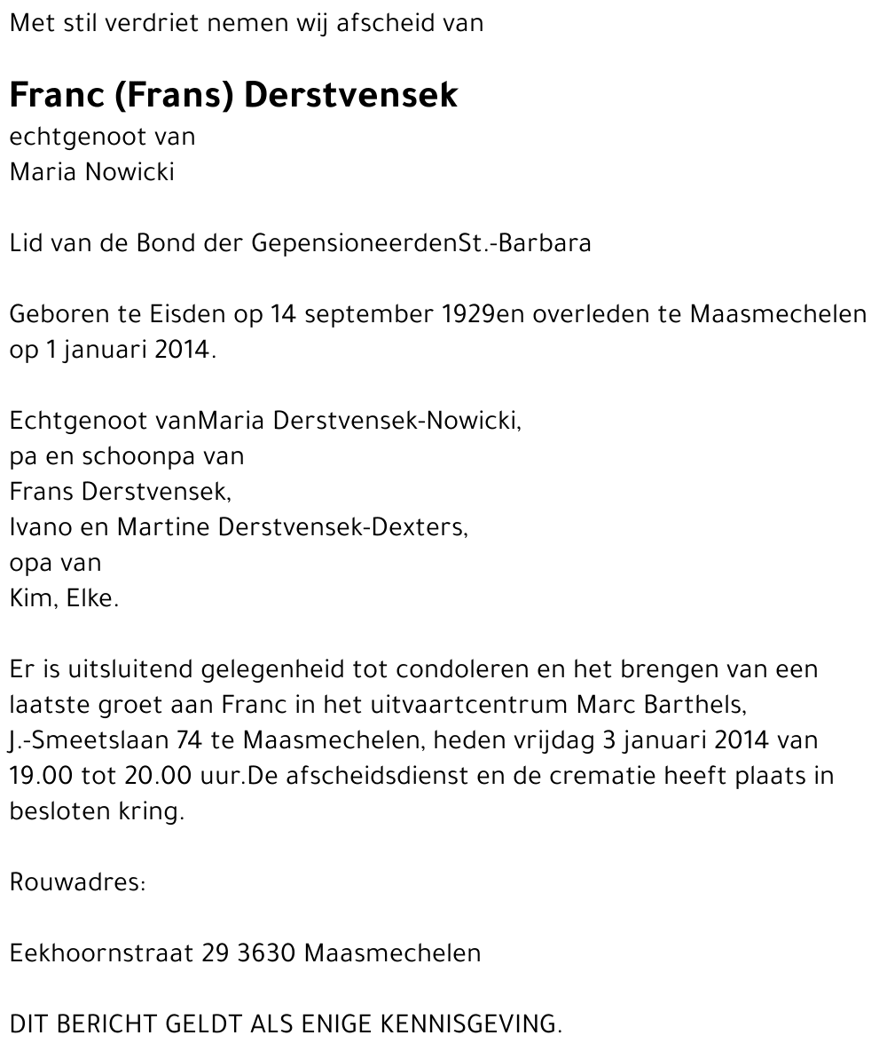 Franc (Frans) Derstvensek