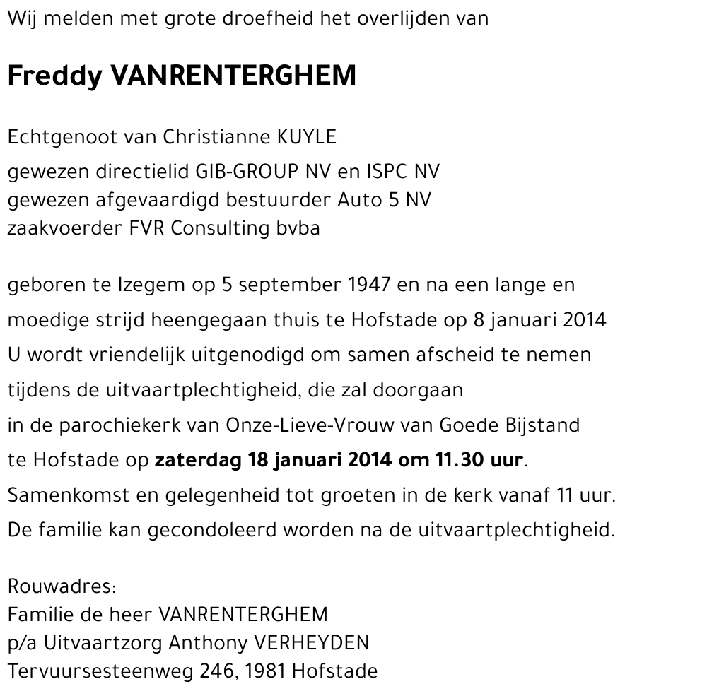 Freddy VANRENTERGHEM