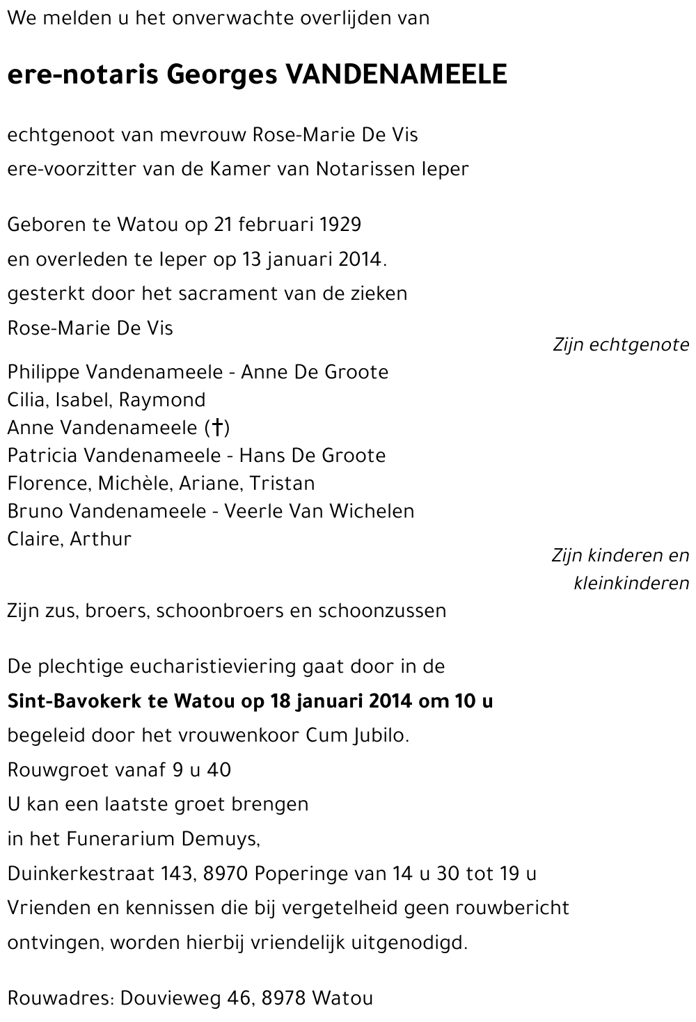 Georges VANDENAMEELE