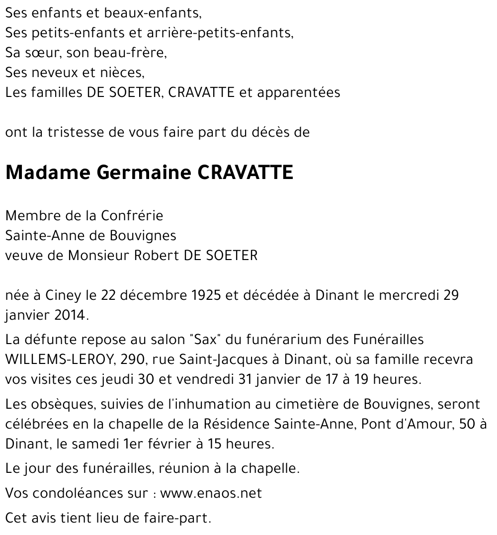 Germaine CRAVATTE