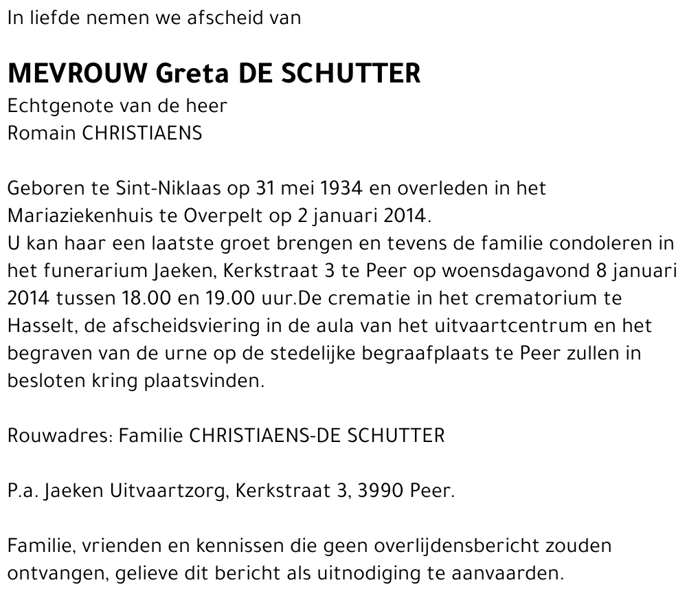 Greta DE SCHUTTER