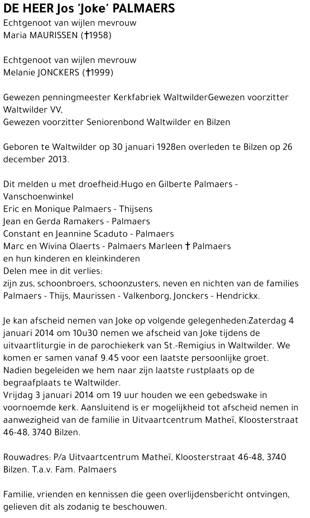 Jos 'Joke' PALMAERS