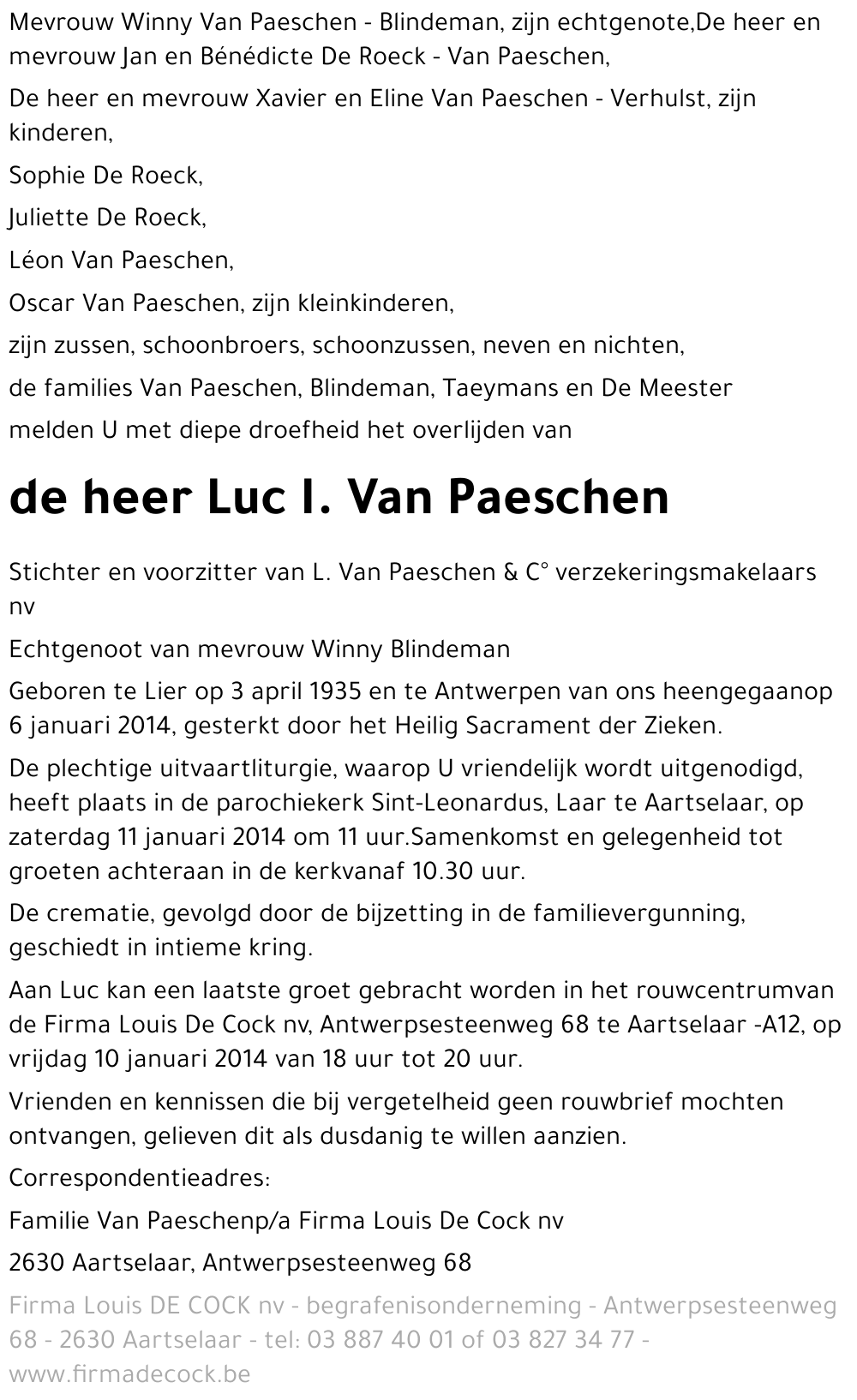 Luc I. VAN PAESCHEN