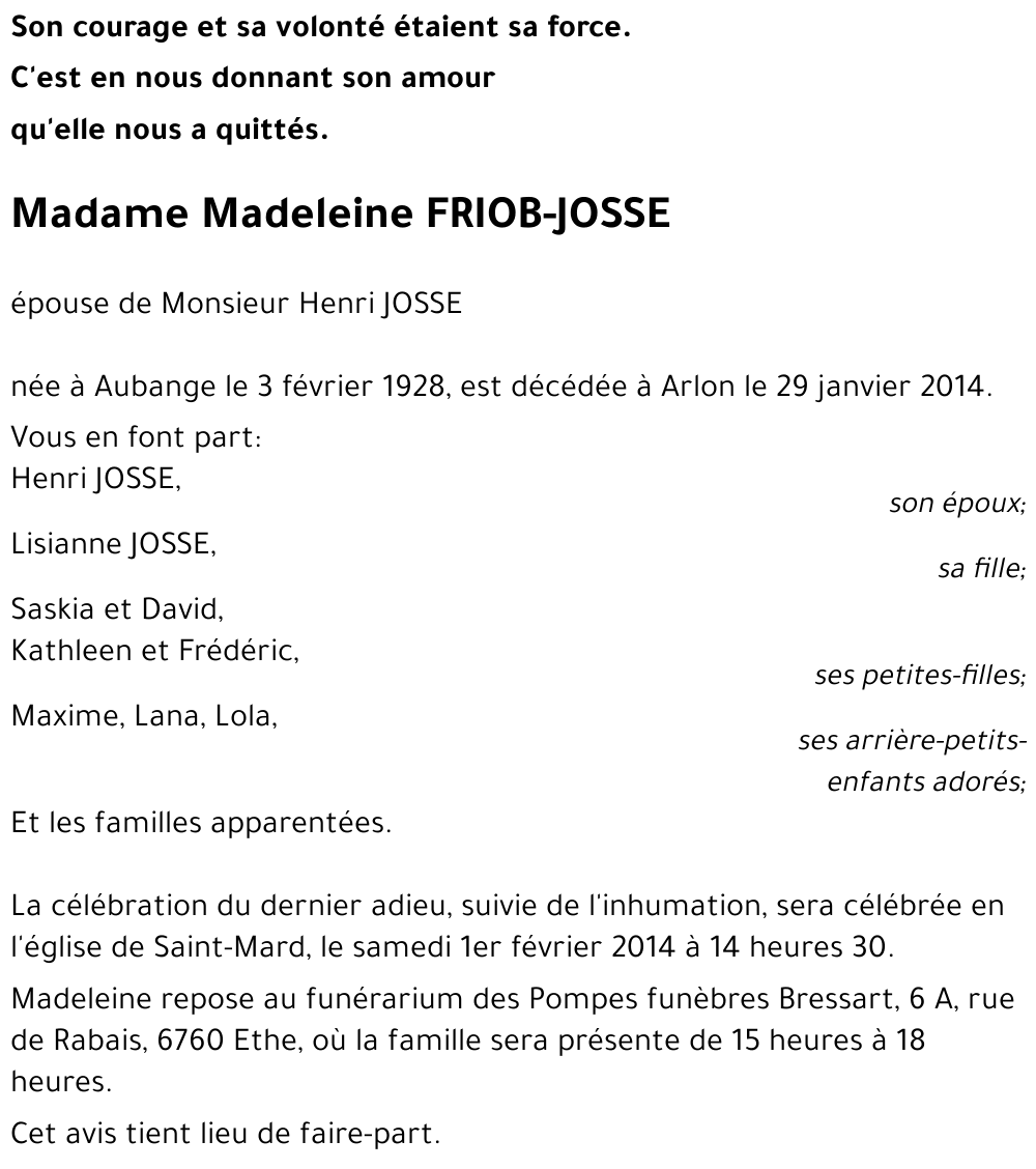 Madeleine FRIOB - JOSSE