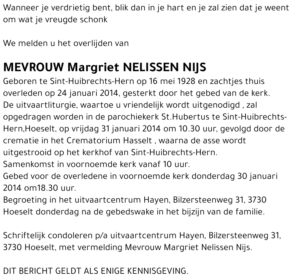 Margriet NELISSEN NIJS
