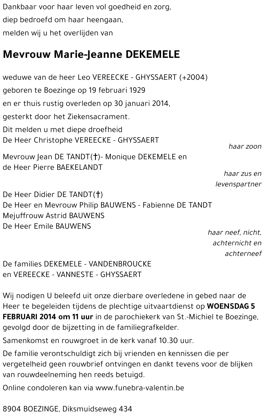 Marie-Jeanne DEKEMELE