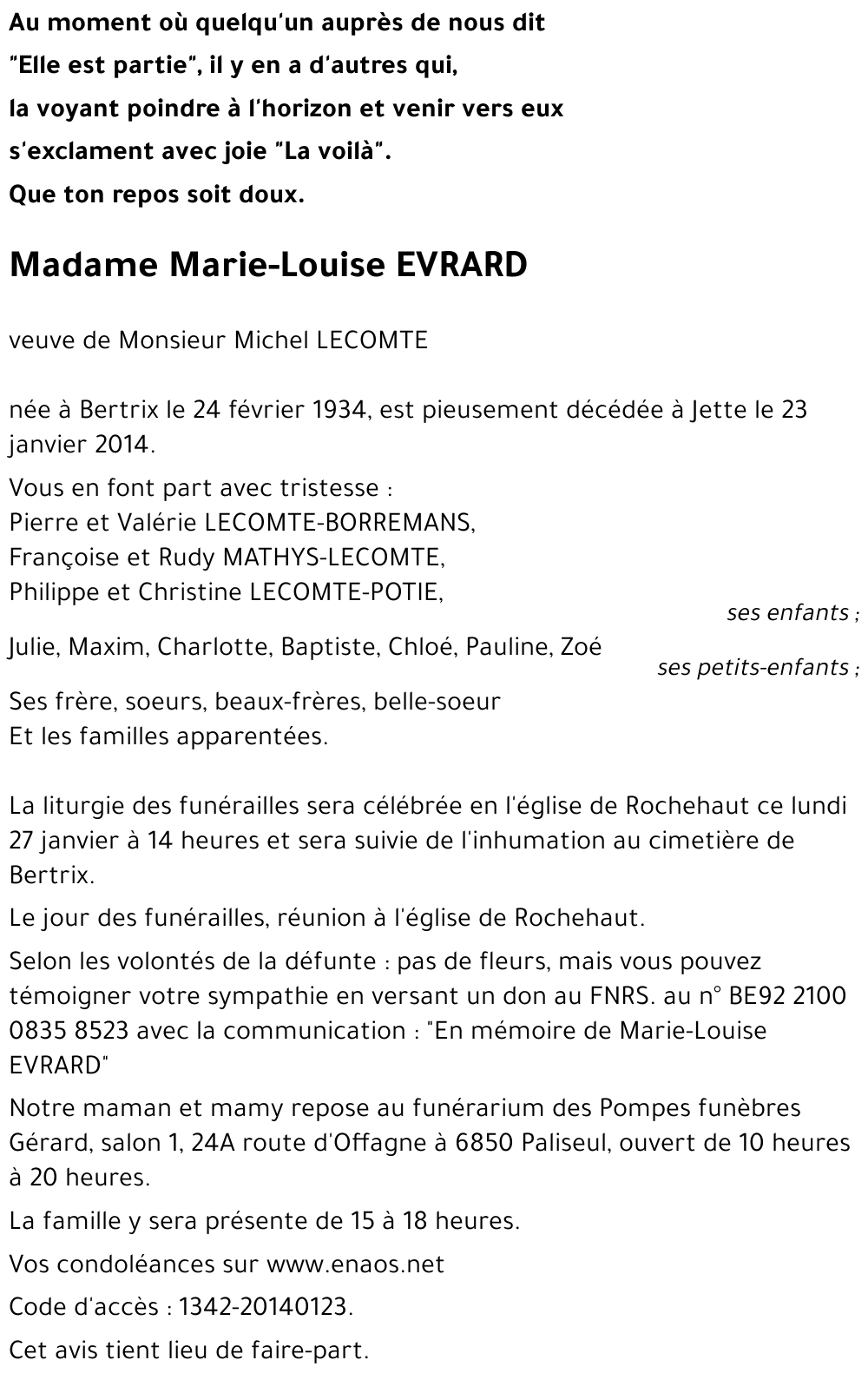 Marie-Louise EVRARD