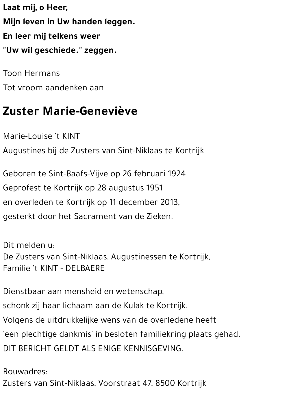 Marie-Louise 't Kint