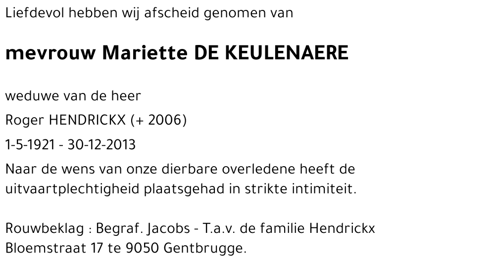 Mariette De Keulenaere