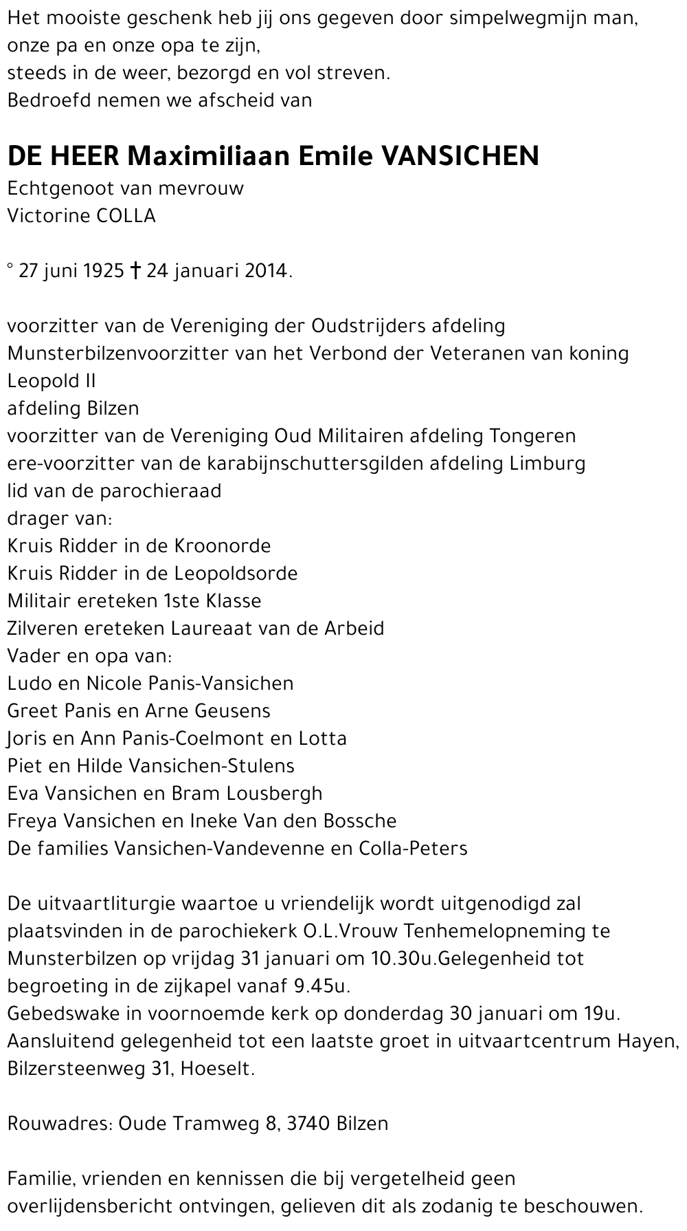 Maximiliaan Emile VANSICHEN