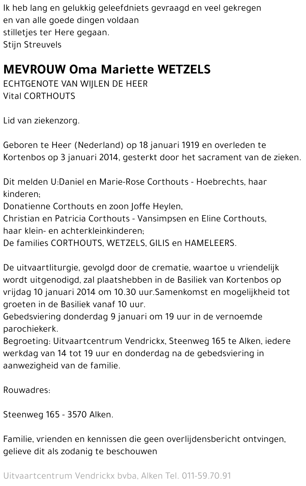 Oma Mariette Wetzels