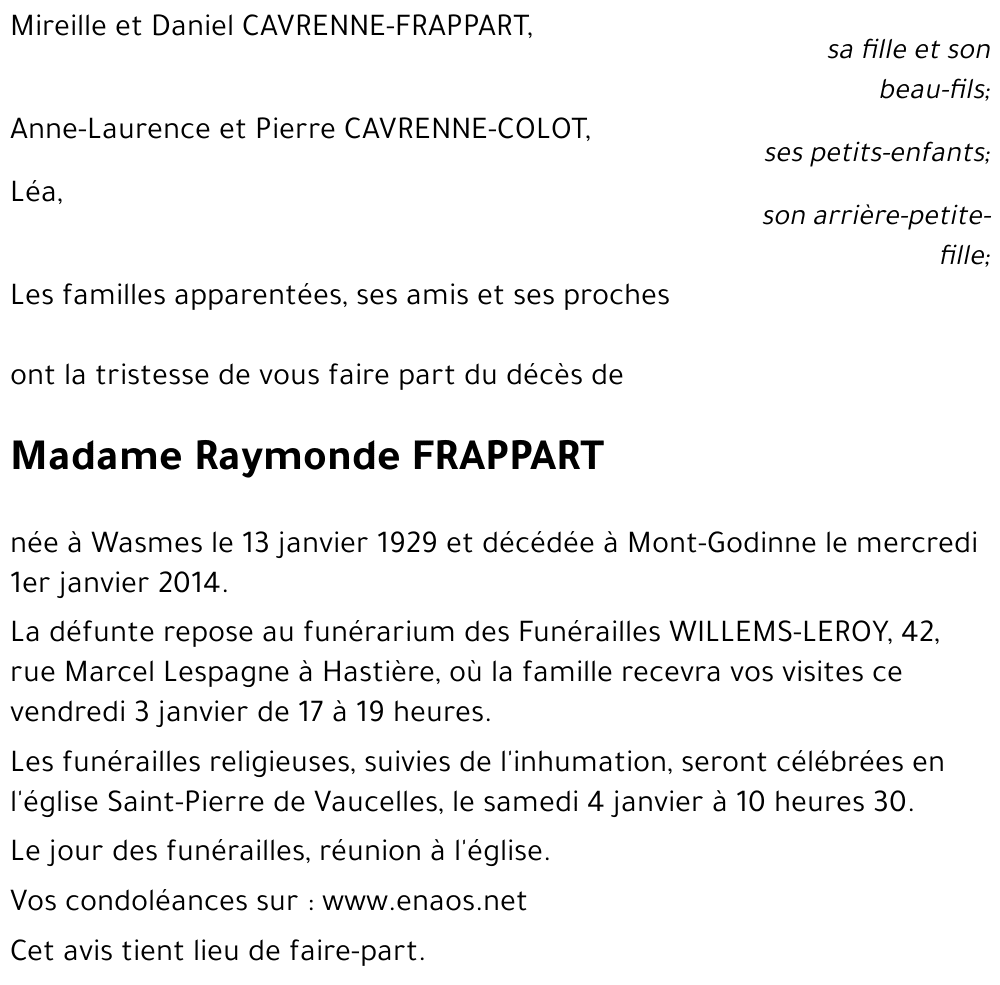 Raymonde FRAPPART