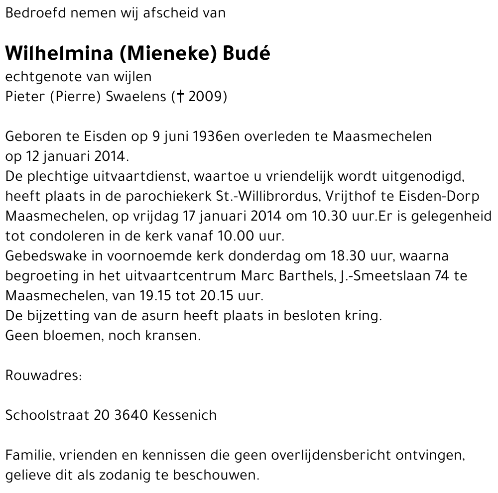 Wilhelmina (Mieneke) Budé