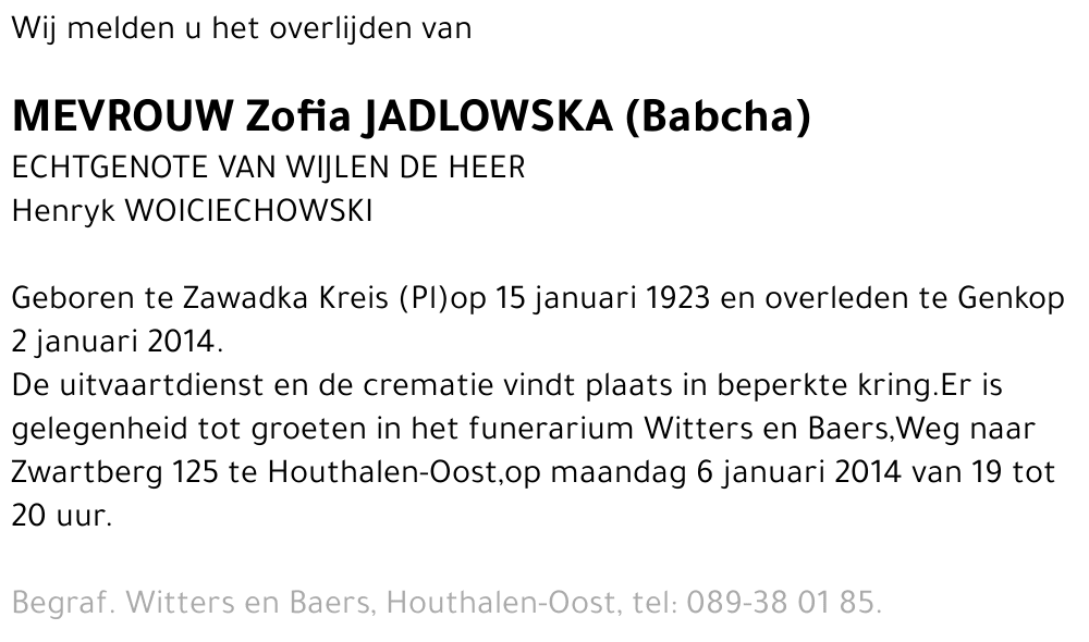 Zofia Jadlowska (Babcha)