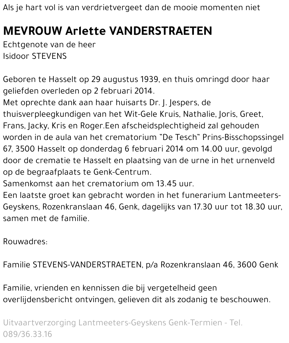 Arlette VANDERSTRAETEN