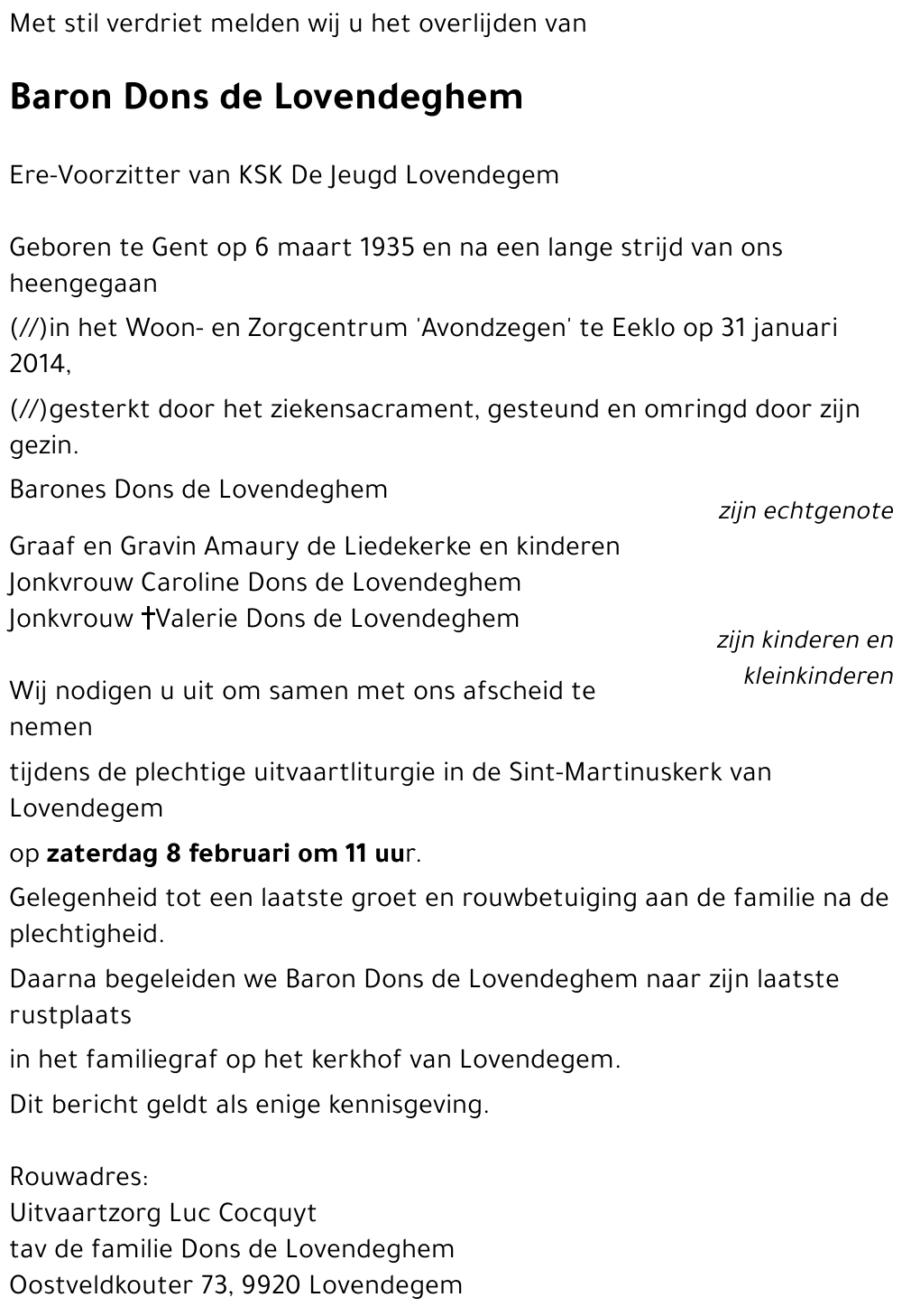 Baron Dons de Lovendeghem