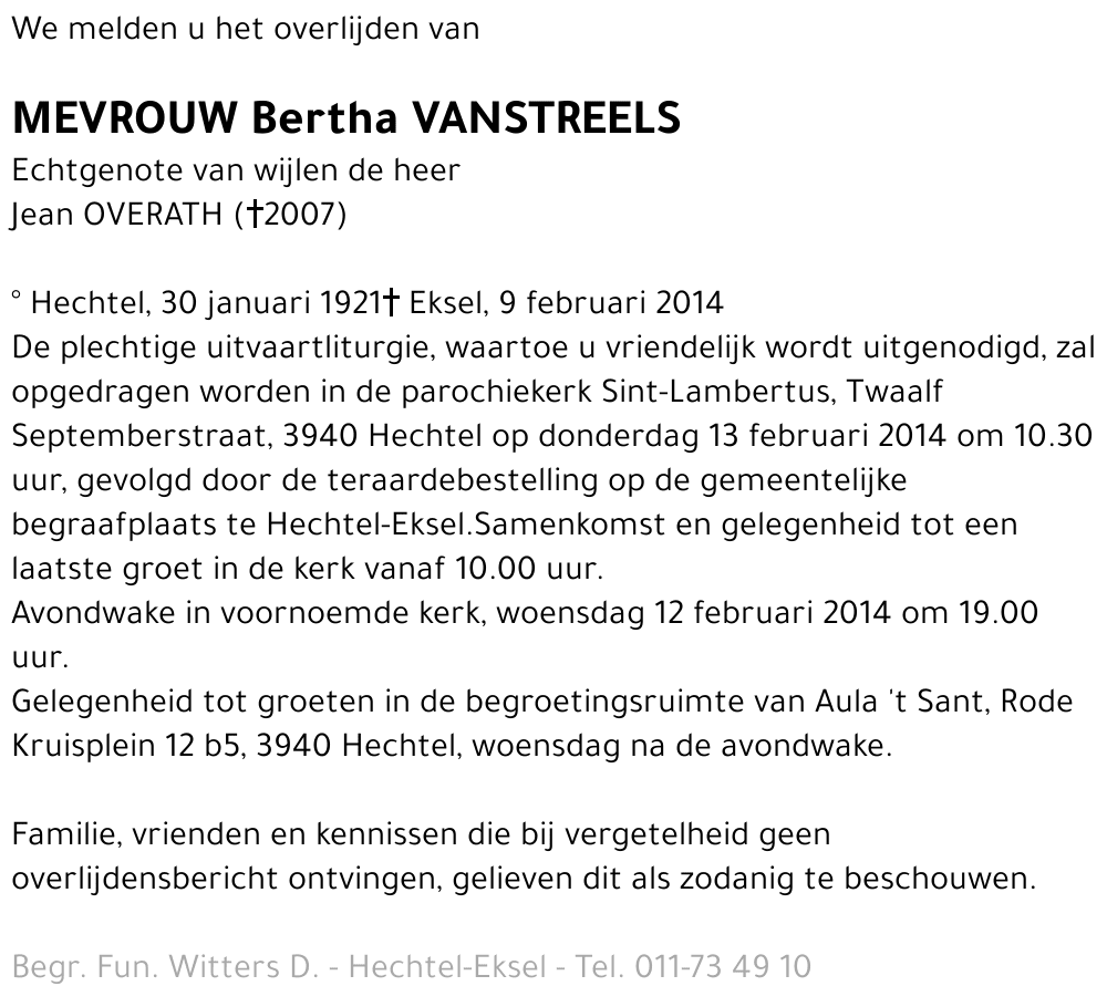 Bertha Vanstreels