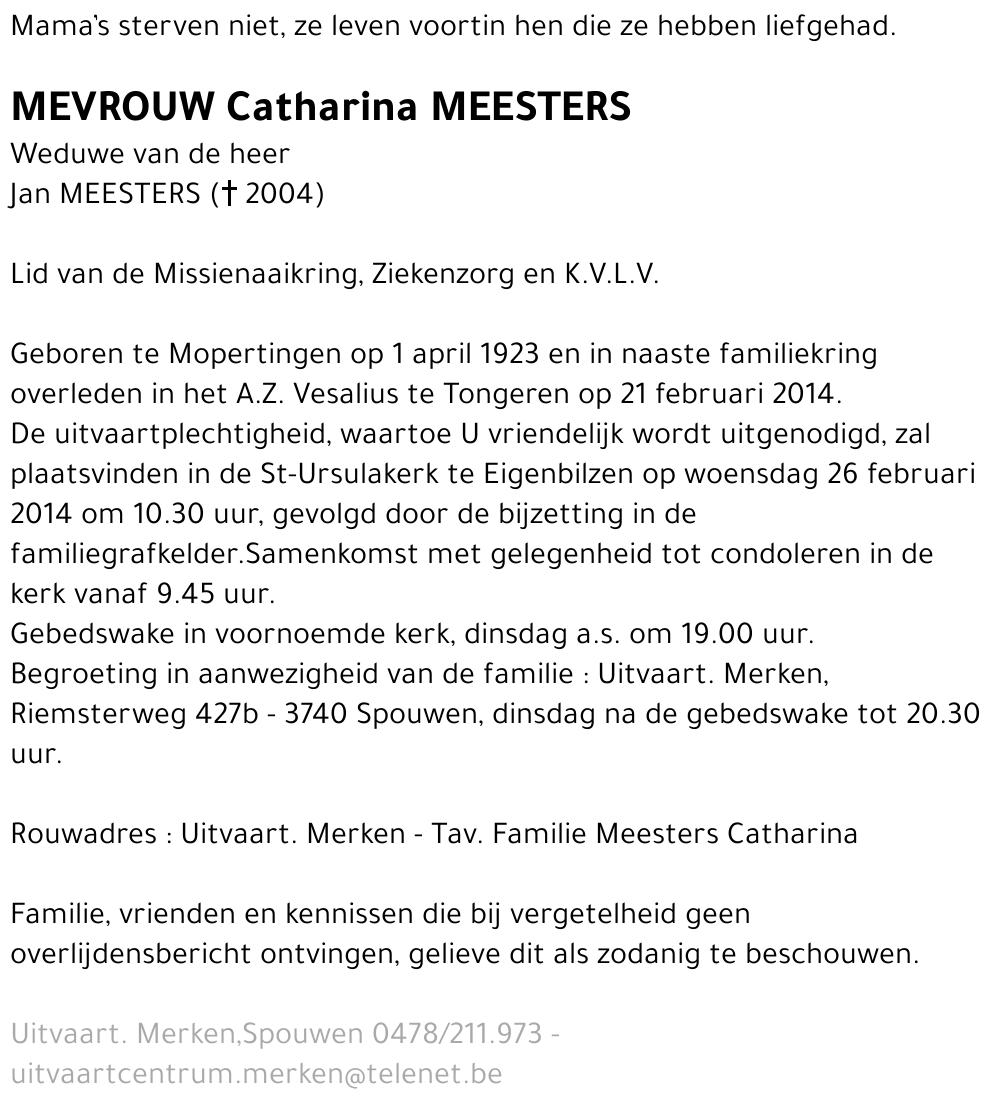 Catharina MEESTERS