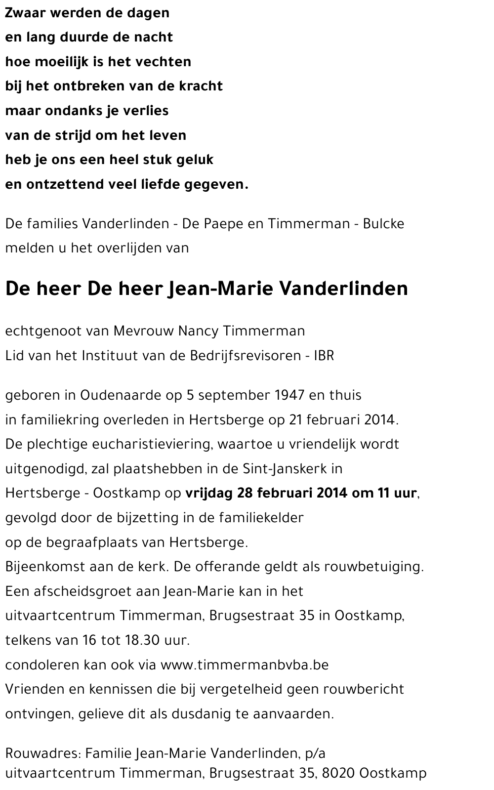 De heer Jean-Marie Vanderlinden