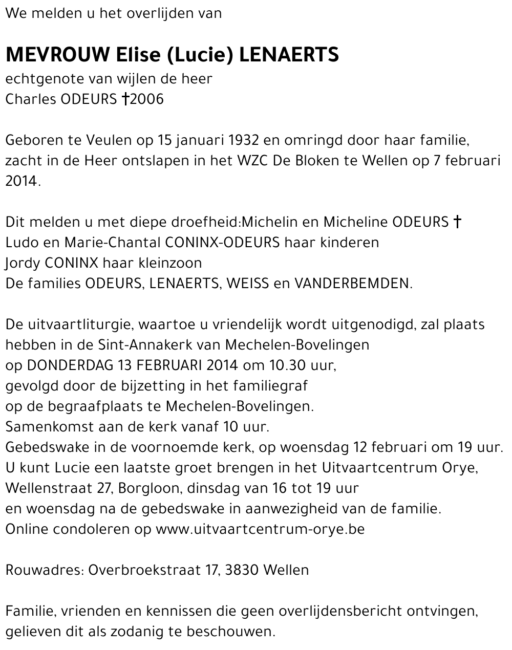 Elise (Lucie) Lenaerts