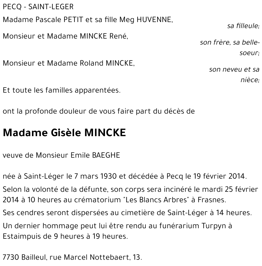 Gisèle MINCKE