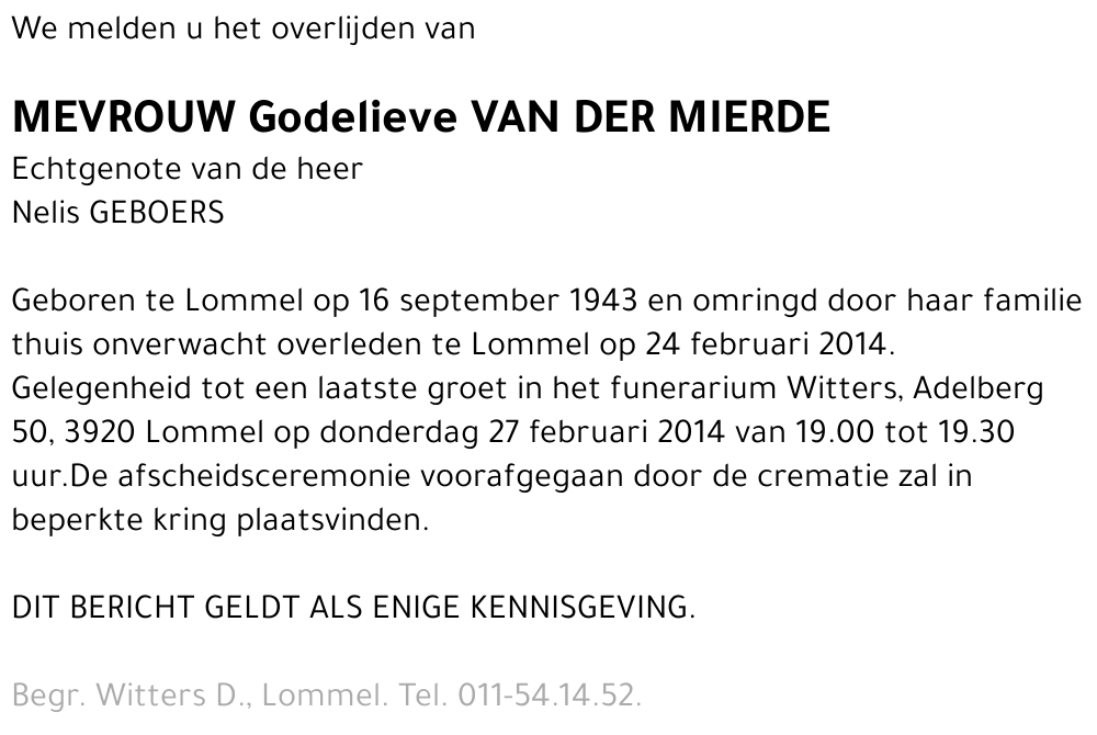 Godelieve VAN DER MIERDE