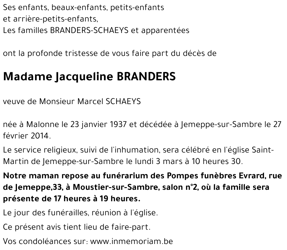 Jacqueline BRANDERS