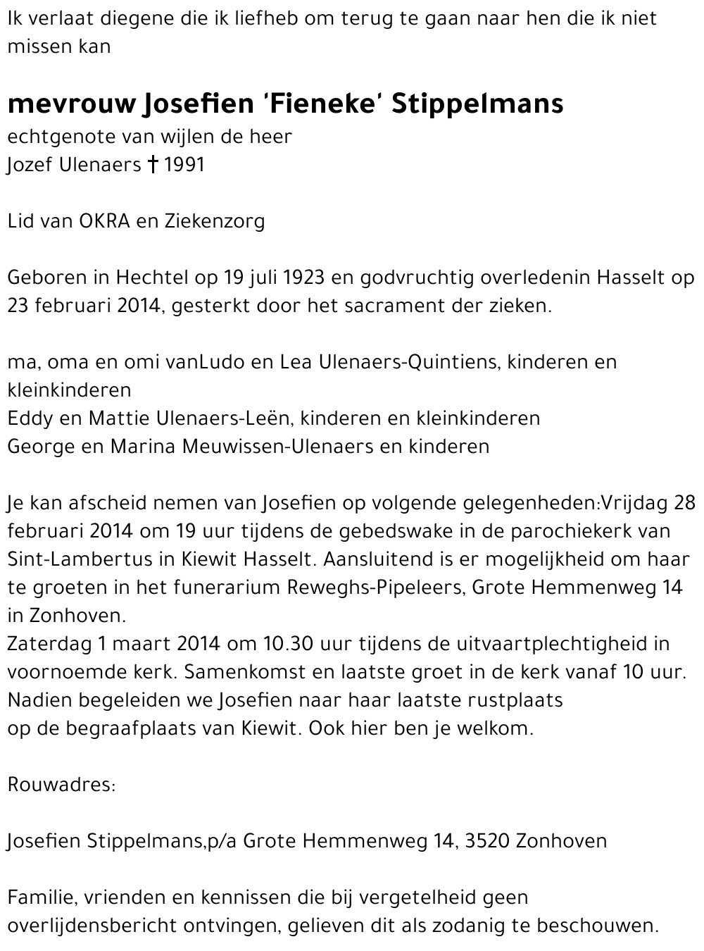 Josefien 'Fieneke' Stippelmans