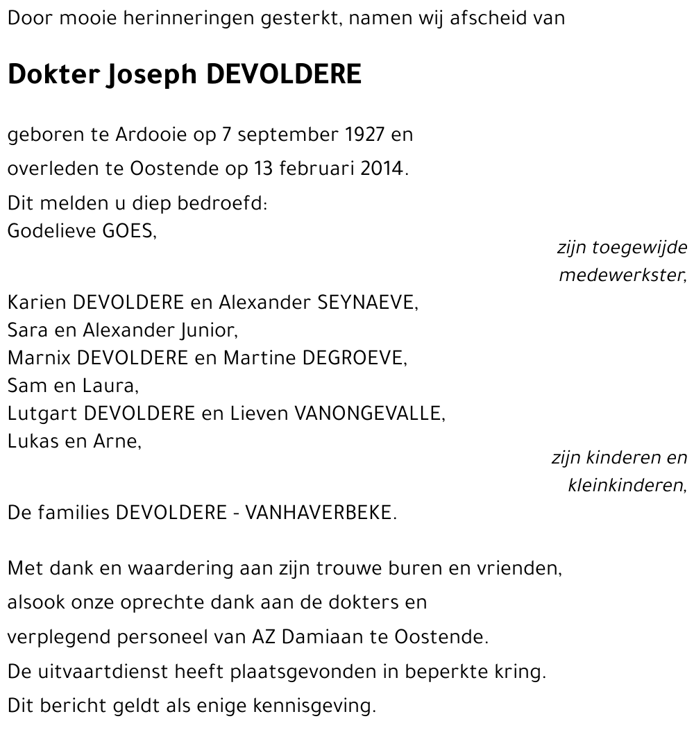 Joseph DEVOLDERE