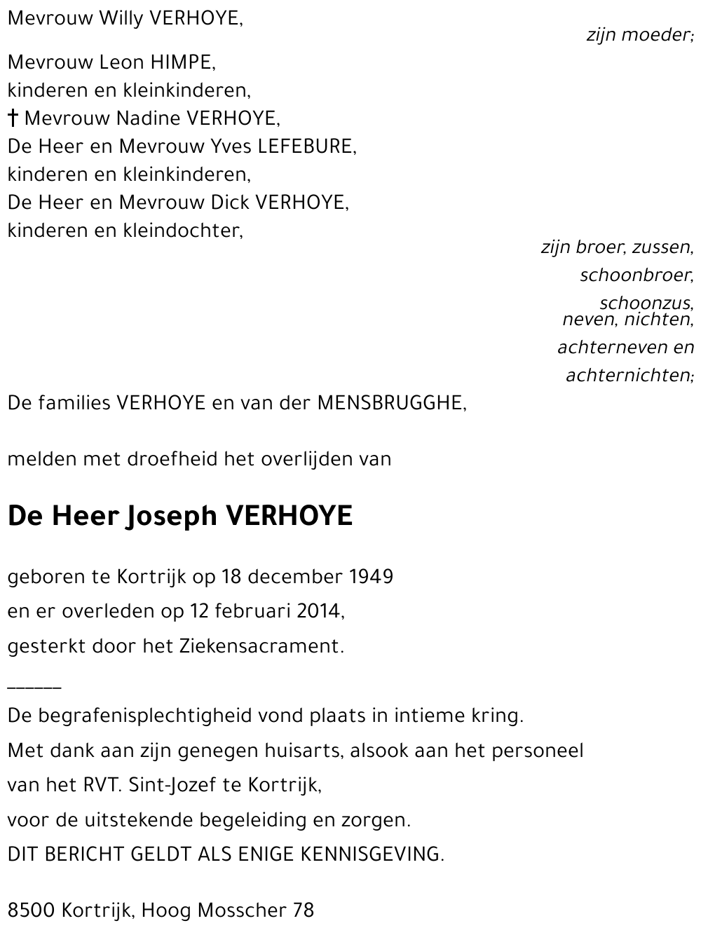 Joseph VERHOYE