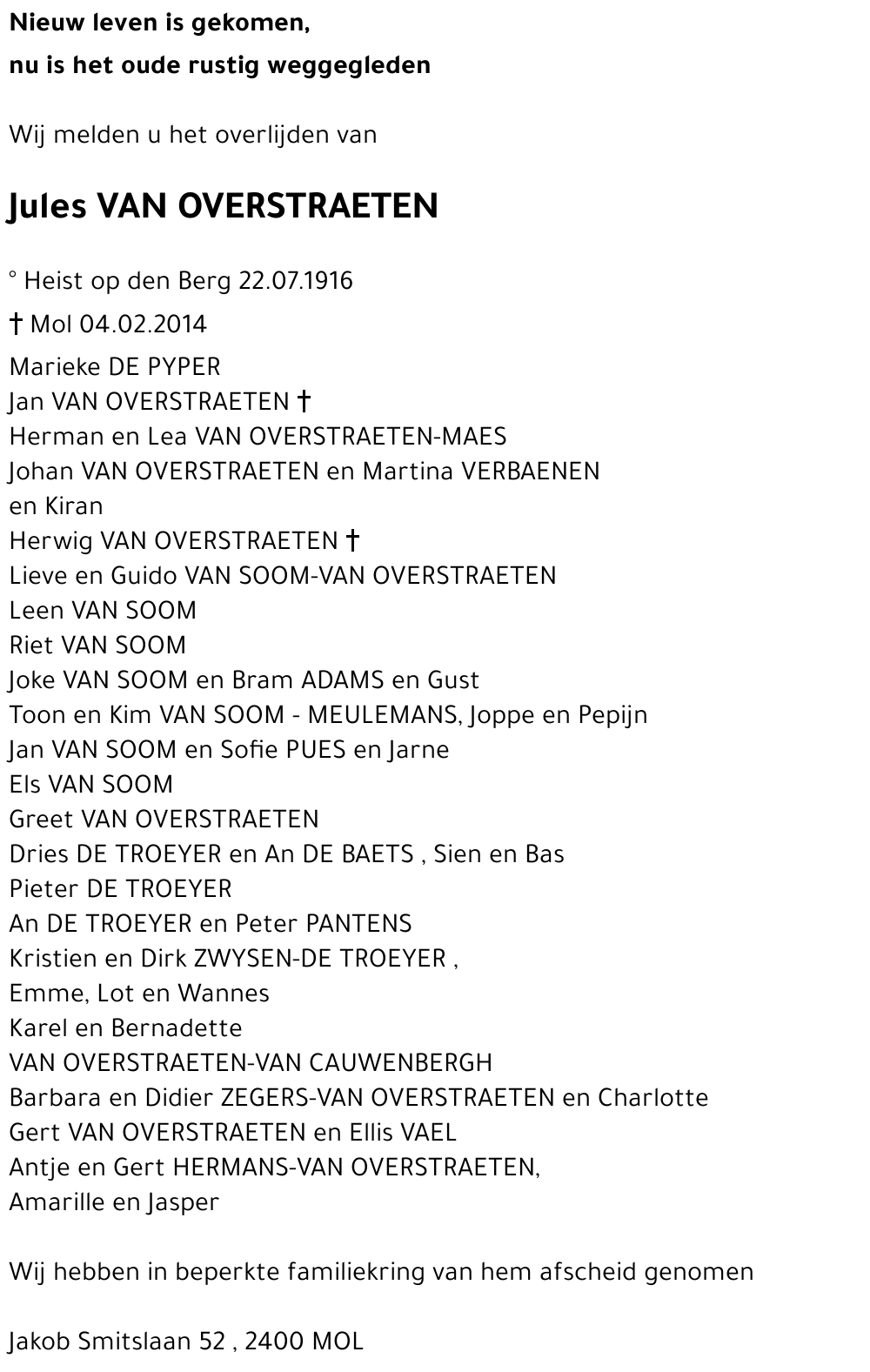 Jules VAN OVERSTRAETEN