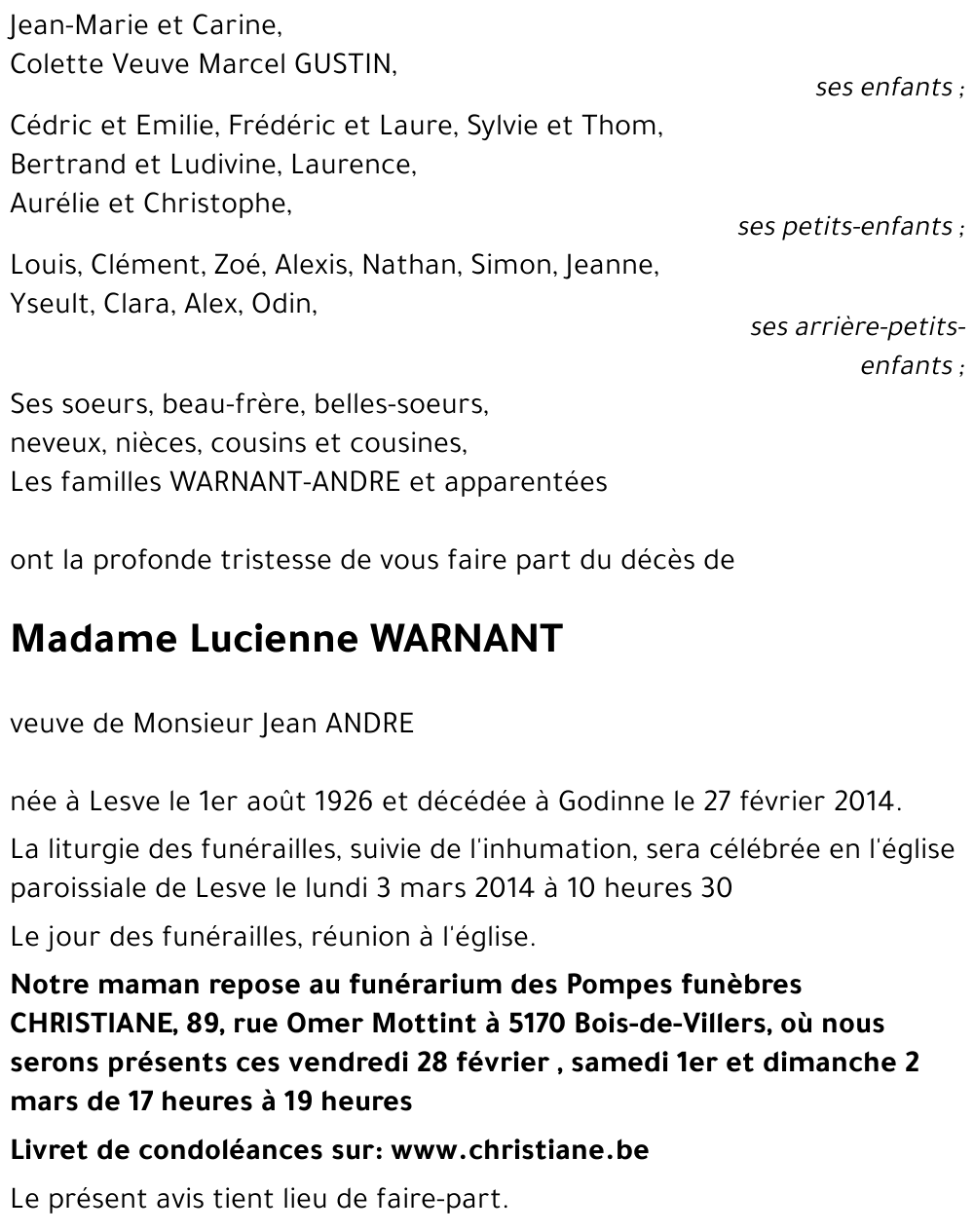 Lucienne WARNANT