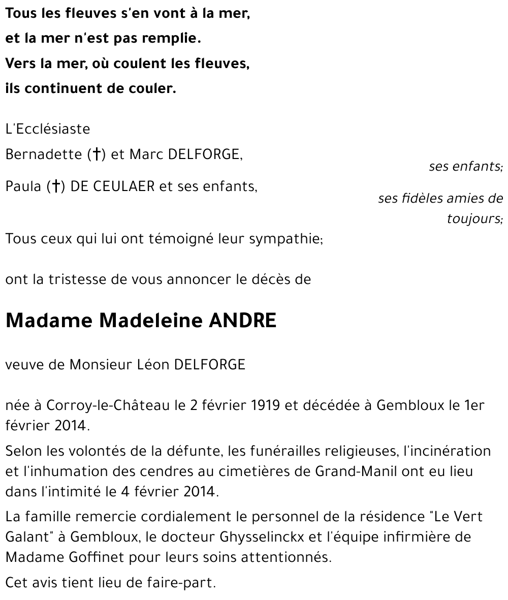 Madeleine ANDRE