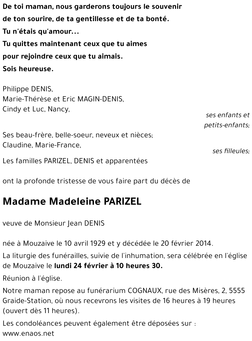 Madeleine PARIZEL