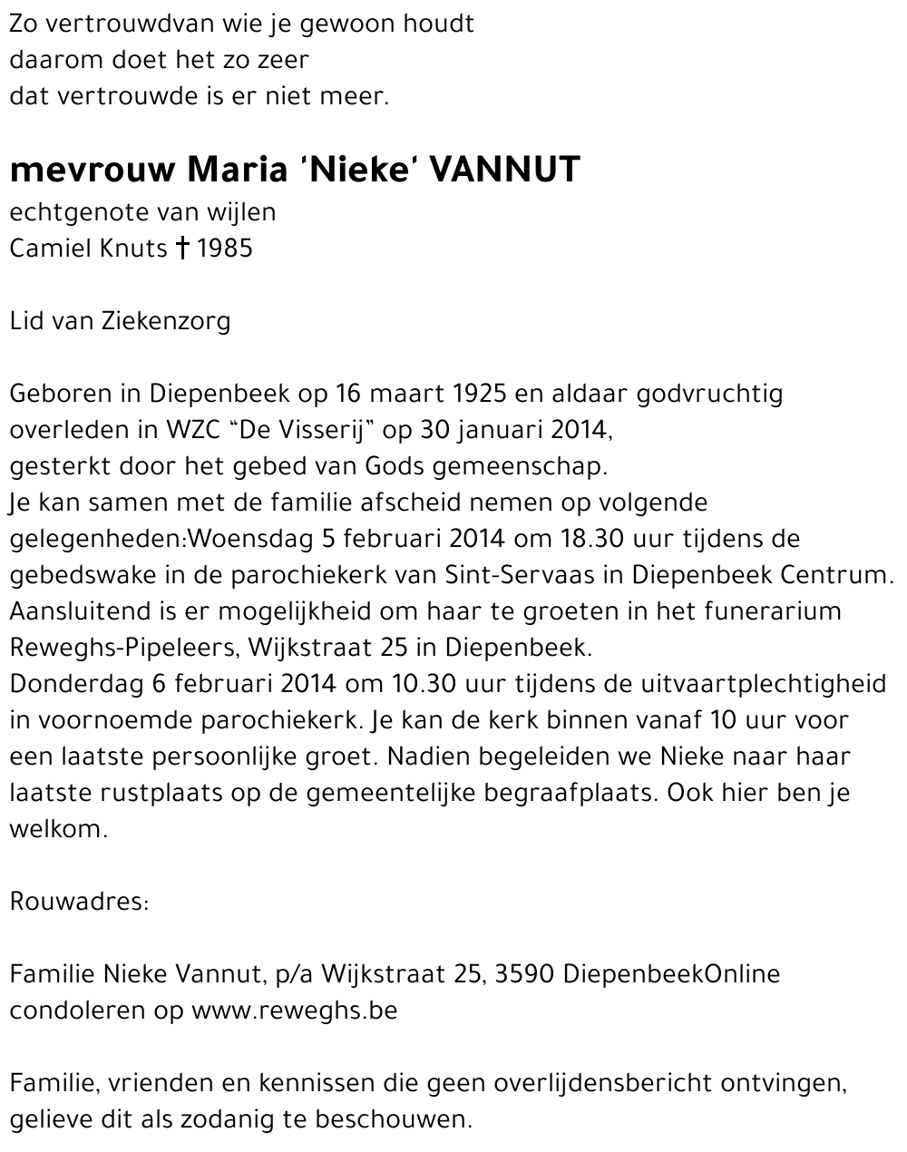 Maria 'Nieke' Vannut