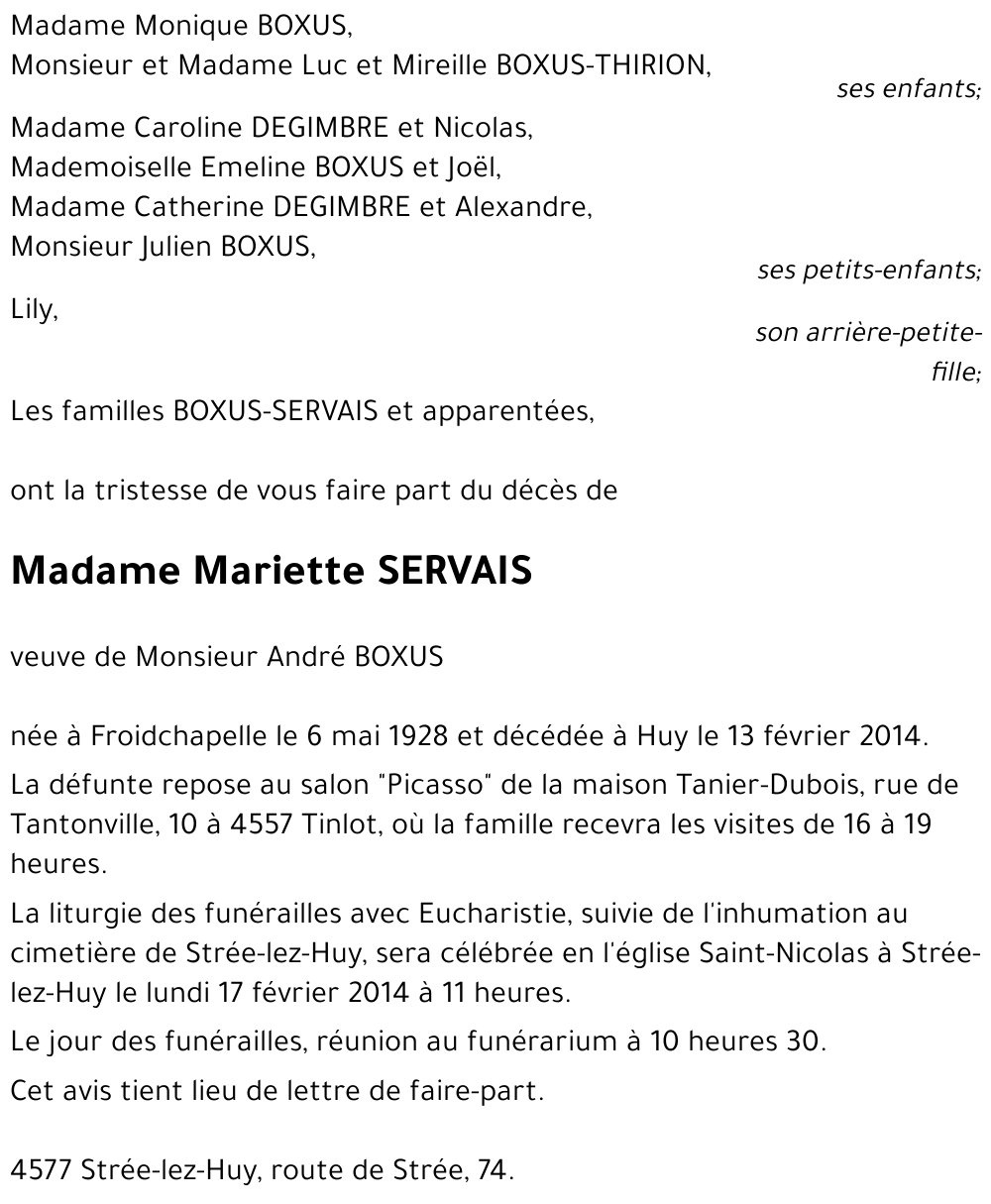 Mariette SERVAIS