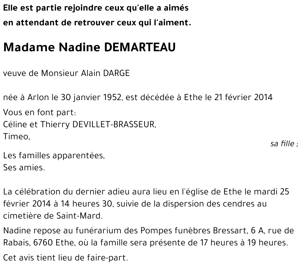 Nadine DEMARTEAU