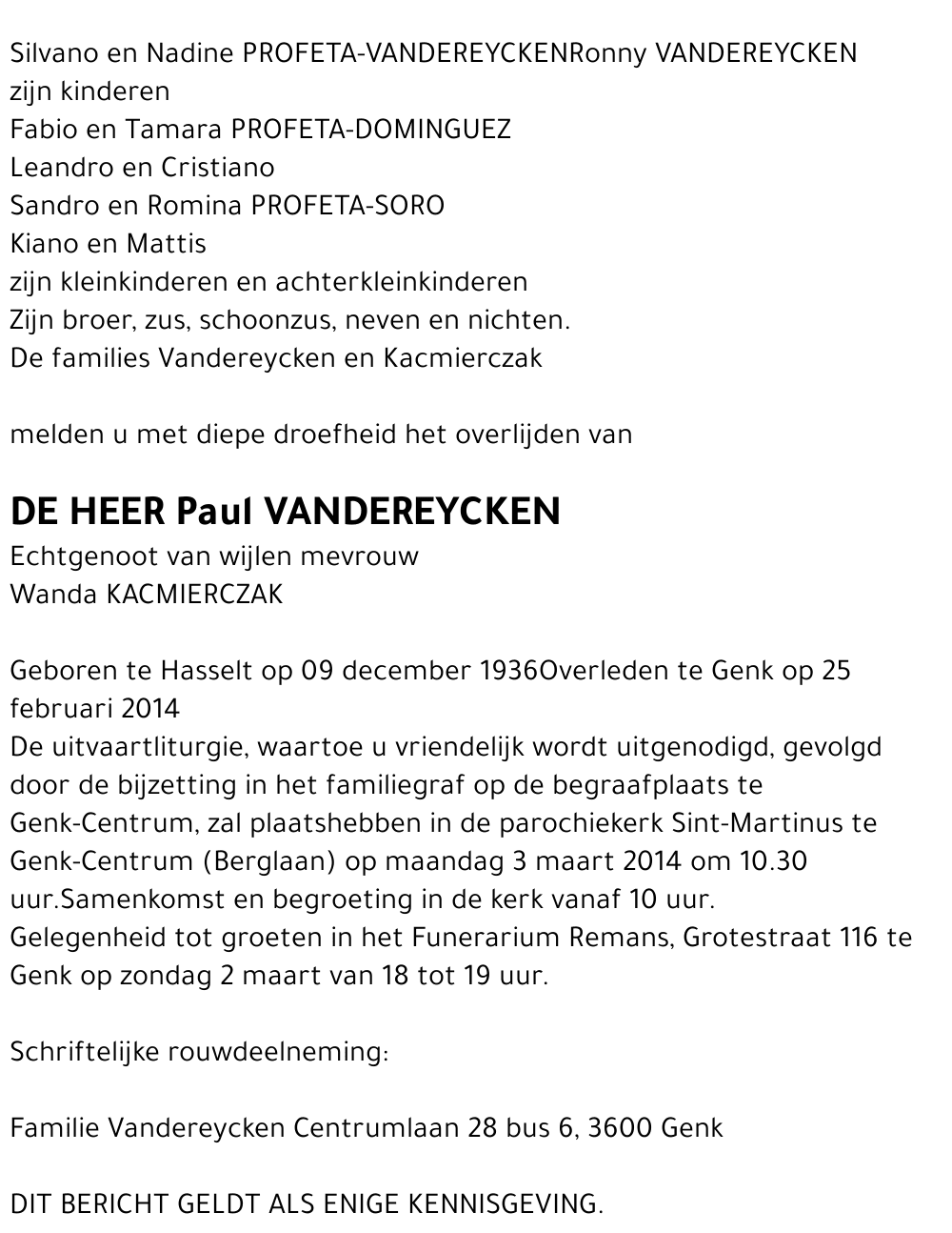 Paul VANDEREYCKEN