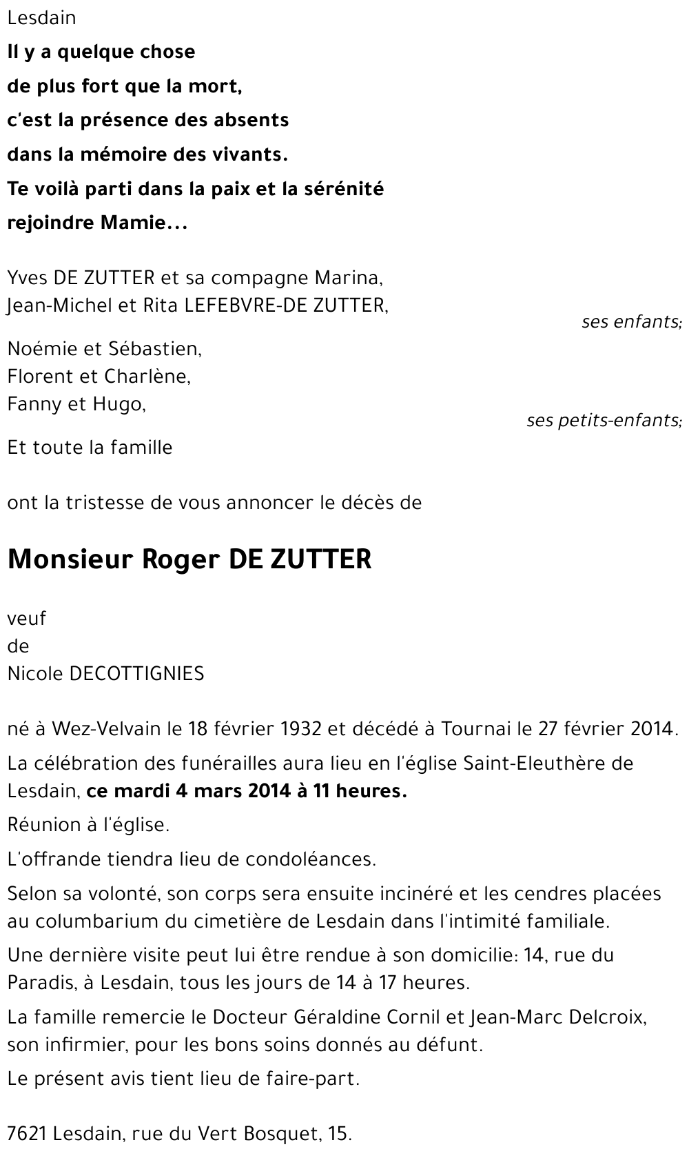 Roger DE ZUTTER