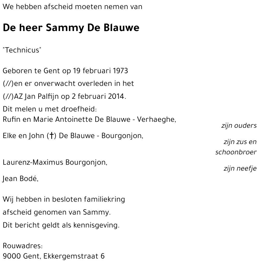 Sammy De Blauwe