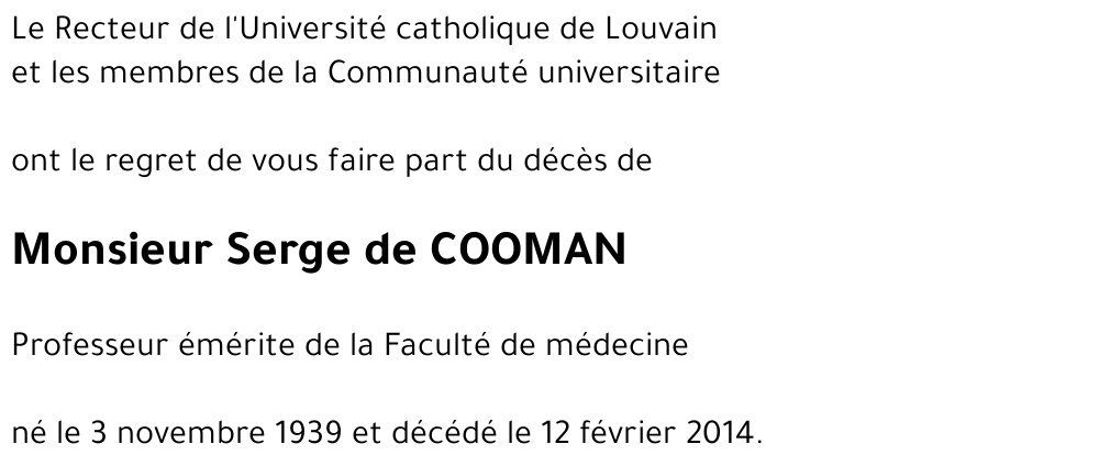 Serge de COOMAN