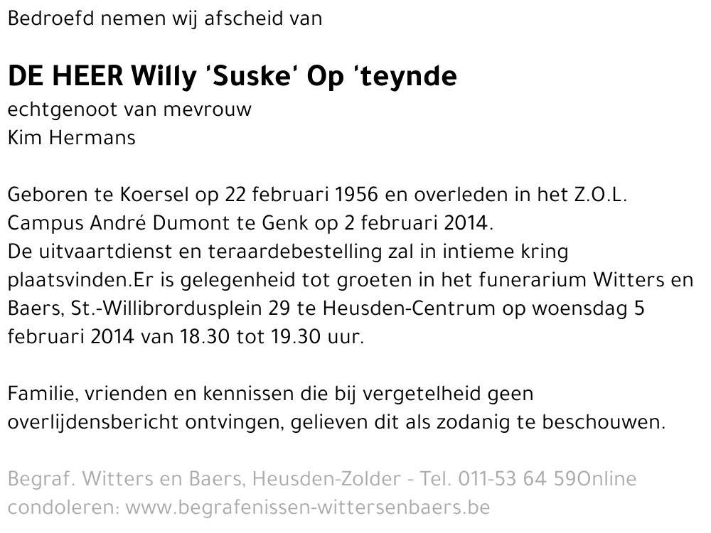 Willy Suske Op 'teynde