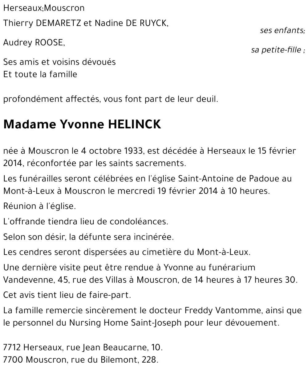 Yvonne HELINCK