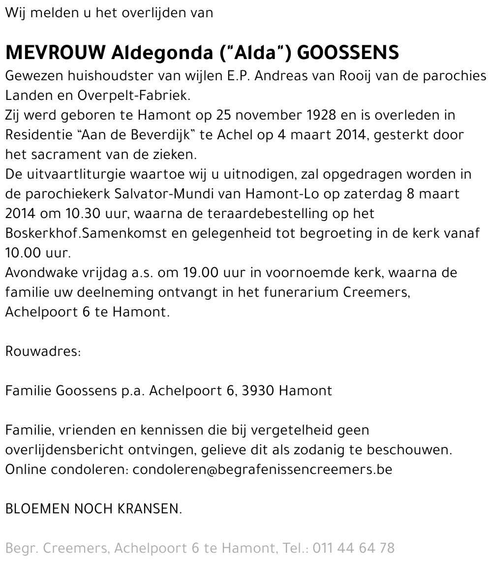Aldegonda Goossens